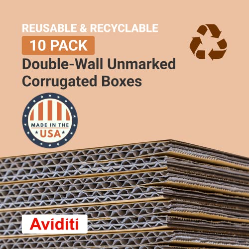 Image of BOX USA Double Wall Shipping Boxes Large 24 inchL x 18 inchW x 12 inchH 10-Pack - Corrugated Cardboard Box for Moving, Mailing, Packing, Packaging and Storage