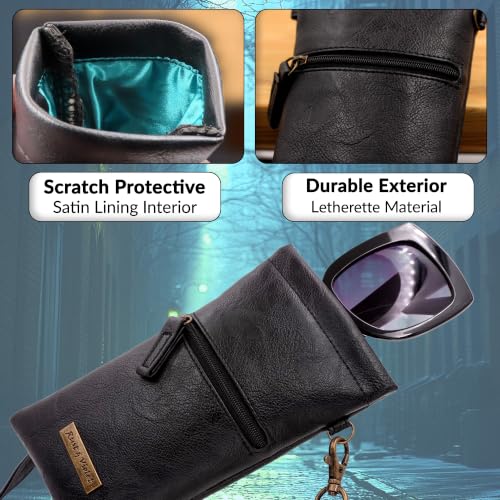 Image of MyEyeglassCase Soft Crossbody Sunglasses Case, Large to XL Squeeze Top Glasses Pouch, Women Eyeglass Holder Sleeve Travel Bag