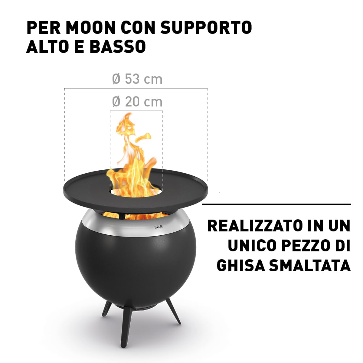 höfats - MOON 45 Plancha - Piastra in ghisa smaltata - Ottima conservazione del calore per grigliate di qualsiasi dimensione - Rivestimento antiaderente, griglia a basso contenuto di grassi -
