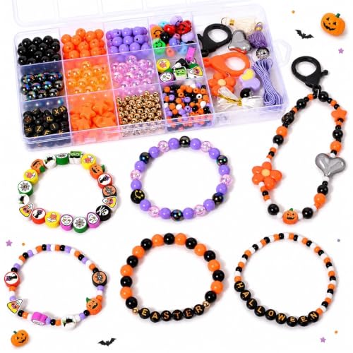 Halloween Beads and Charms Kit for Bracelet Keychain and Bag Charm Making