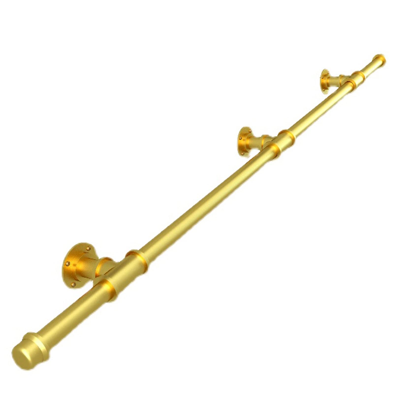Meiiron Gold Staircase Handrail, Wall Mount Banister Hand Railing Galvanized Iron Pipe - 1FT-20FT - Segmented Installation - Metal Sturdy Load-Bearing Capacity (Size : 90cm(2.9ft))