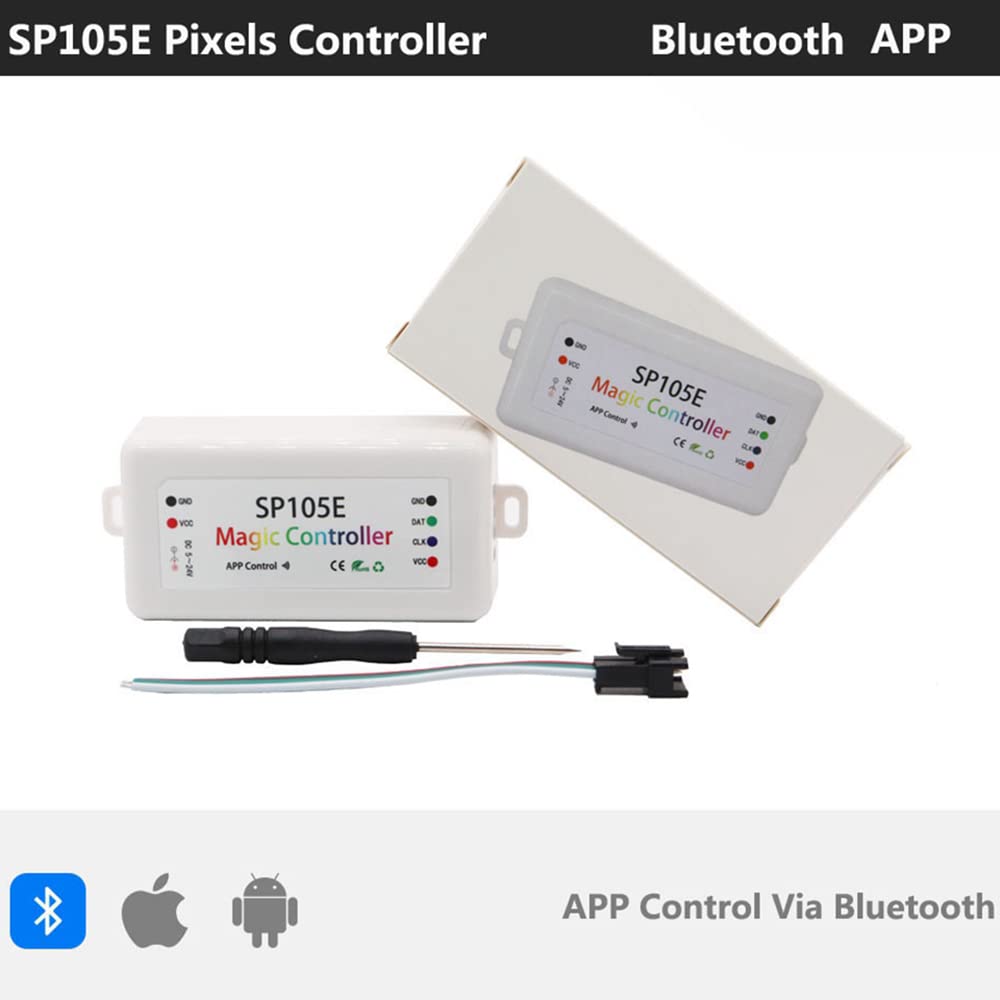 WS2812B individualmente direccionable inteligente RGB LED tira de luz IP30 no impermeable flexible sueño color 32.8T 10M luz SP105E Bluetooth LED controlador DC5V 12A LED transformador KIT