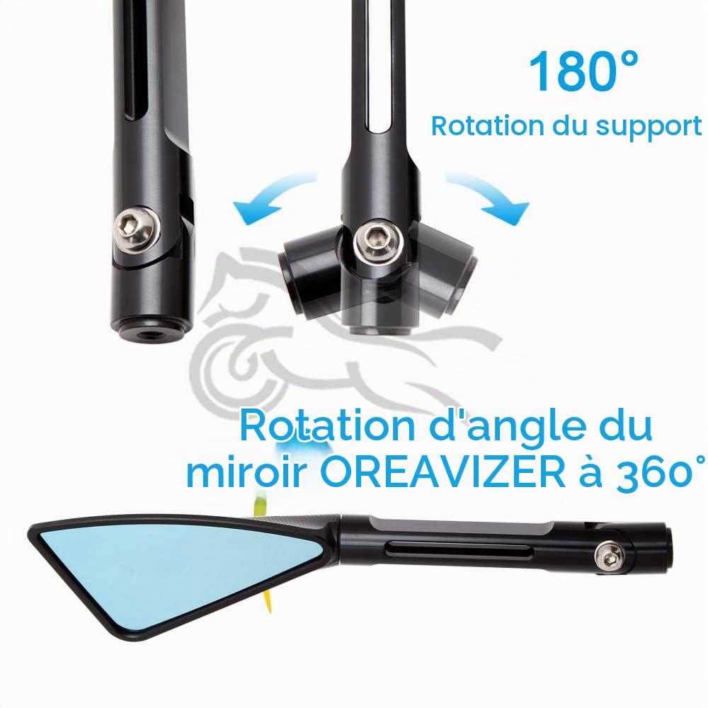 DREAMIZER Universel Aluminium Rétroviseur de moto, Triangle 8mm 10 mm Rétroviseurs Latéraux de Moto pour vélo de rue vélo de sport Dirt bike Cruiser Chopper Scooter(Noir)
