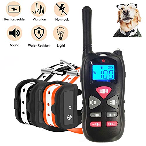 JJOBS Collar de Adiestramiento para Perros Sin Descargas Eléctricas con Rango de 500 Metros, Funciones Vibración y Sonido, Impermeable y Recargable (2 Perros)