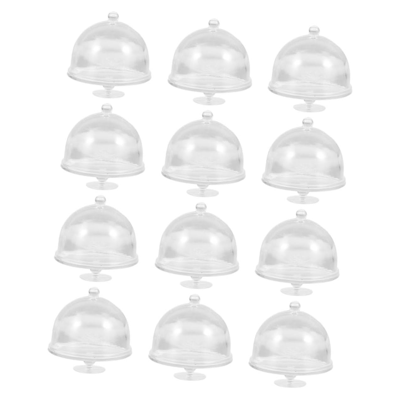 12Pcs Mini Cake Stand with Dome Cover Transparent Dessert Display for Doll House Decor Miniature Accessories for DIY Projects for Micro Landscape Decoration