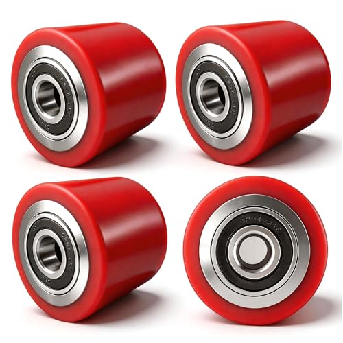 4 pieza Ruedas para Transpaleta de Poliuretano 80 x 70mm, Eje 20mm Ruedas para Transpaleta con Rodamientos de Bolas Recambios Industriales para Transpaletas Capacidad 750kg
