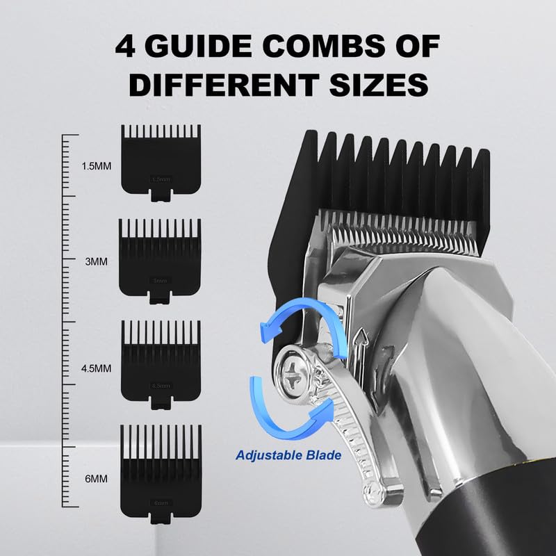 Image of SOLIMPIA HT-629 Professional Digital Display Cordless Hair Clipper with Dual Motor Electric Hair Cutter Kit Wireless Hair Grooming Trimmers Set, Li-ion Battery 1200mAh 180 minutes Runtime, Silver