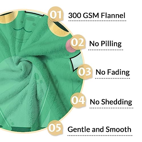 Mercuryelf Frog Throw Blanket - Soft, Fuzzy & Warm - 40x50 Inches Flannel Blankets for Travel, Office - Light Green Funny Throws Gift for Kids