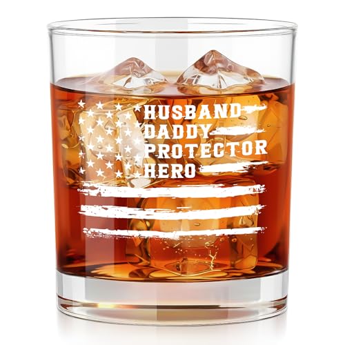 AXIARA Regalos para papá, marido, hombre, héroe protector de marido, 325 ml, vasos de whisky