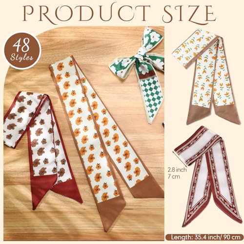 48 Pcs Bulk Purse Scarf Headband for Women Hair Purse Scarf Handbag Ribbon for Women Headband Neck Decorative Fashion Gifts2