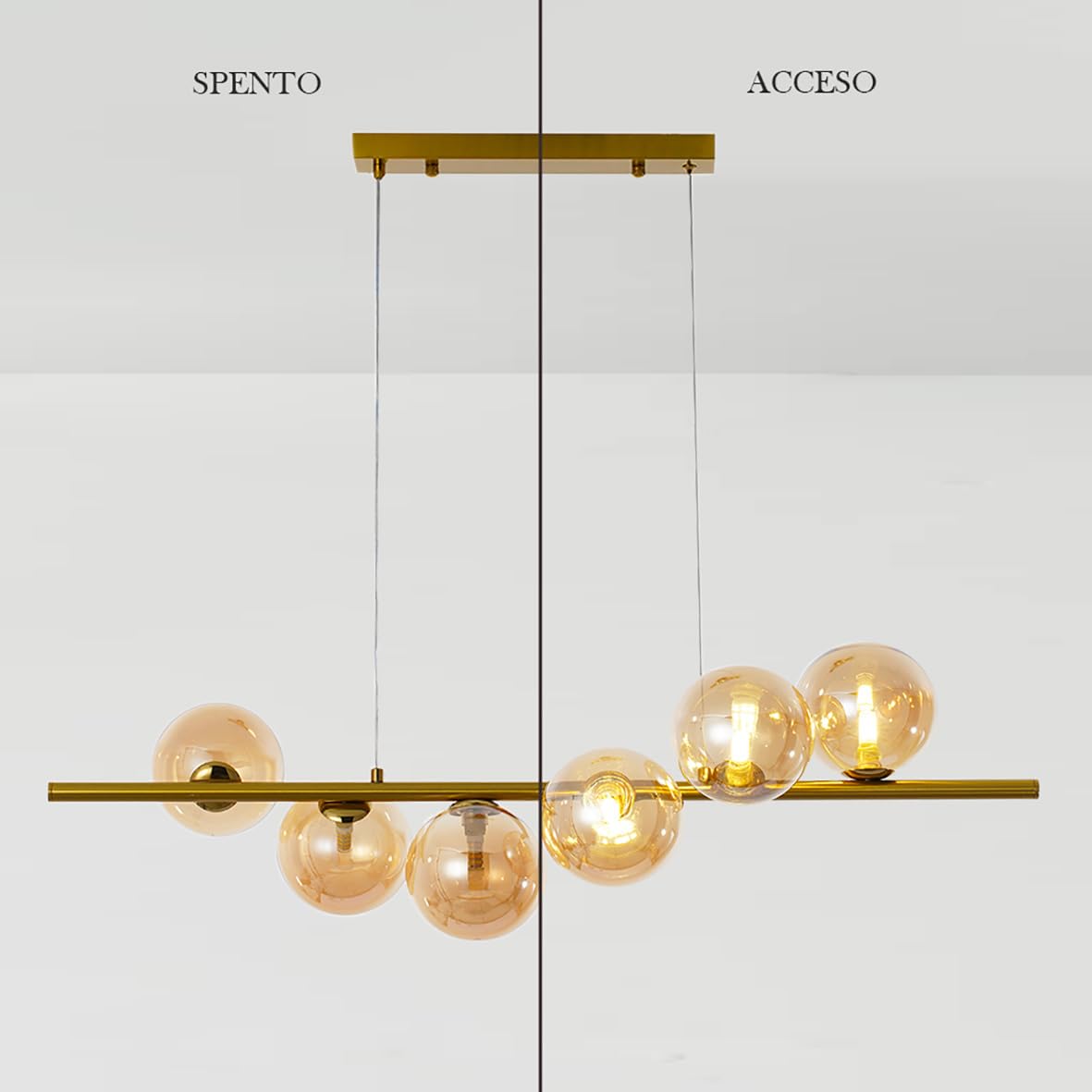 Silamp Lampadario a sospensione 6 sfere in vetro ambrato V721-AMBER