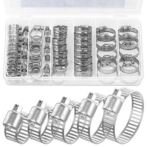 Selizo Hose Clamp Kit, Selizo 50Pcs Stainless Steel Worm Hose Clamps cover