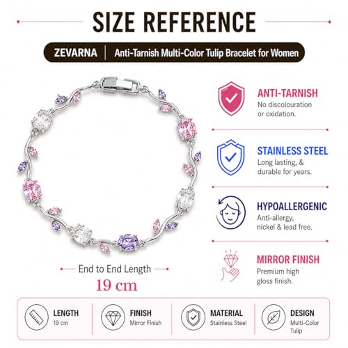 Image of Trending Tulip Bracelet for Women Stylish | Silver and Gold Toned Crystal Floral Tulip Bracelet for Girls & Women | Rapunzel Inspired | Romantic Gift Jewellery