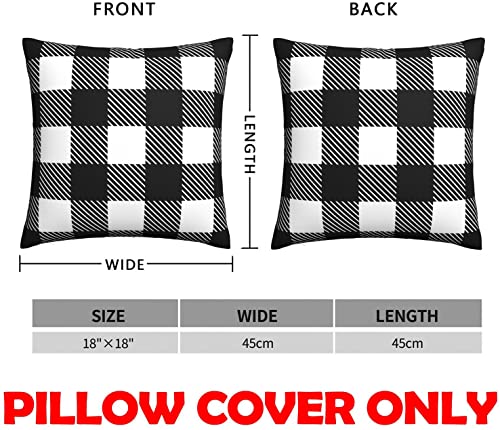 Shinengst Buffalo Check Plaid Throw Pillow Covers 18X18 Inch Square Polyester Farmhouse Outdoor Pillow Cushion Case For Home Decor Black And White #TOP3