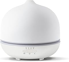 Wanlola 500ml Handmade Ceramic Diffuser for Large Room,Stone Diffuser for Essential Oils,Ultrasonic Cool Mist Humidifier with Timer & Ambient Light Setting,White