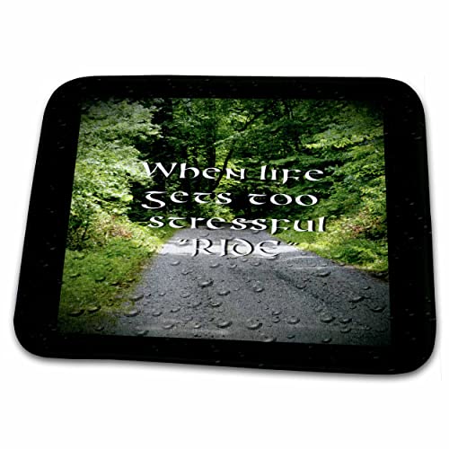 Dish Drying Mat with Motorcycle Country Road Design