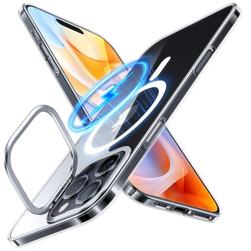 TORRAS Case for iPhone 16 Pro Case Silicone, Compatible with MagSafe, Liquid Silicone Case with Stand, Built-in Stash Stand, 12FT Shockproof 16 Pro Case, Anti-Scratch Microfiber Lining 6.3'', red