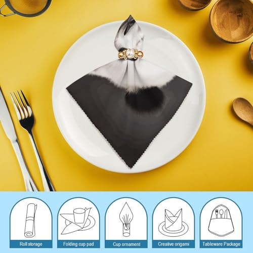 Servilletas de Tela con Diseño Panda Blanco y Negro 6 Piezas miniatura 7