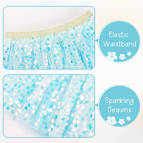 Image of KEREDA Toddler Girls Layered Tutu Skirt Sparkling Sequin Tulle Dance Skirts