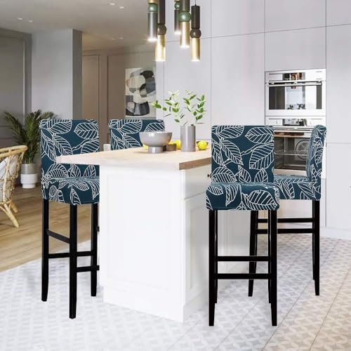 Image of Lellen Bar Stool Chair Covers Set of 2,Jacquard Bar Stool Cover Barstool Covers Slipcovers Stretch Bar Stool Covers with Backs Bar Stool Protector Covers for Kitchen Dining Room Counter Island