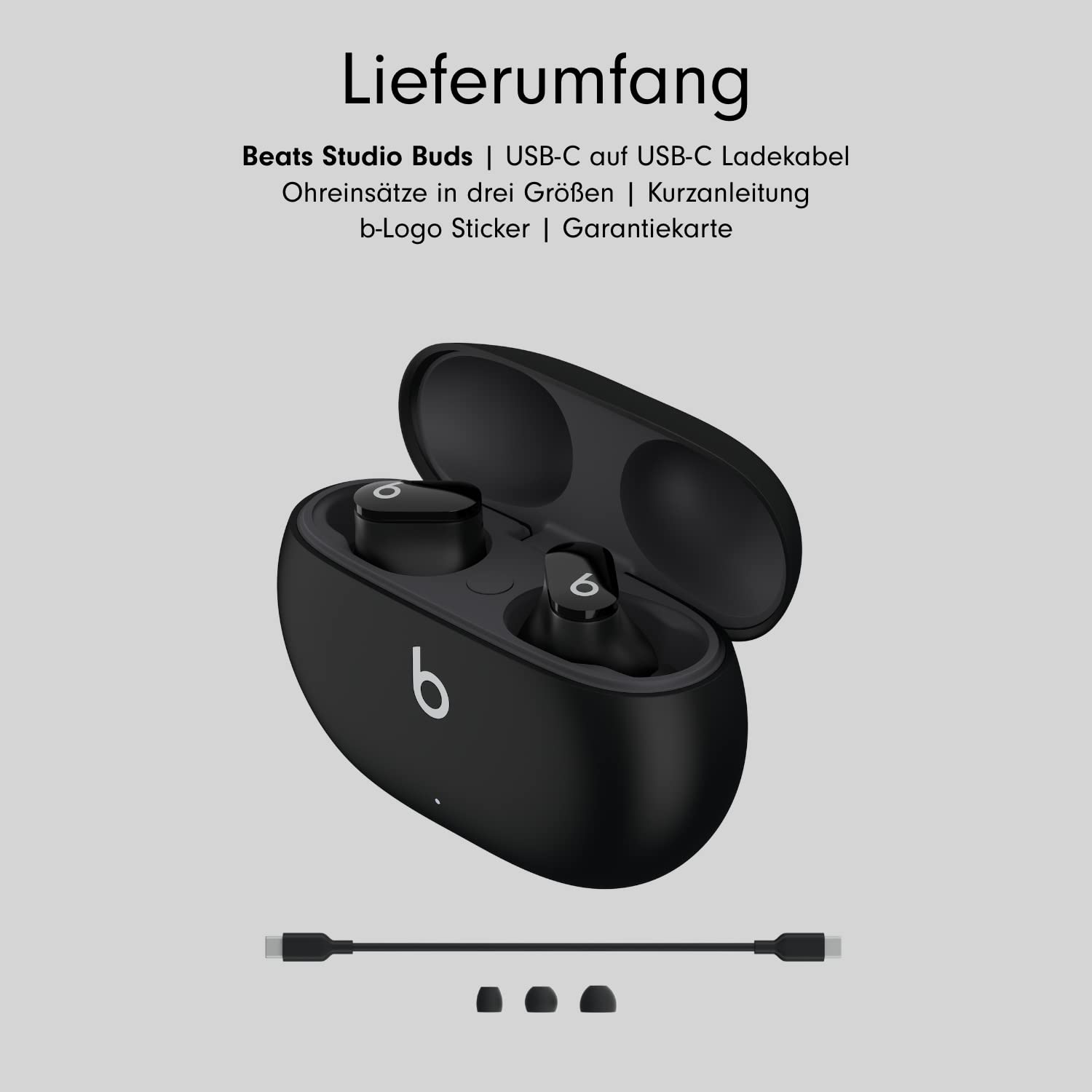 Beats Studio Buds – Komplett kabellose Bluetooth In-Ear Kopfhörer mit Noise-Cancelling – schweißbeständige, kompatibel mit Apple und Android, integriertes Mikrofon – Schwarz (Vorgängerversion)