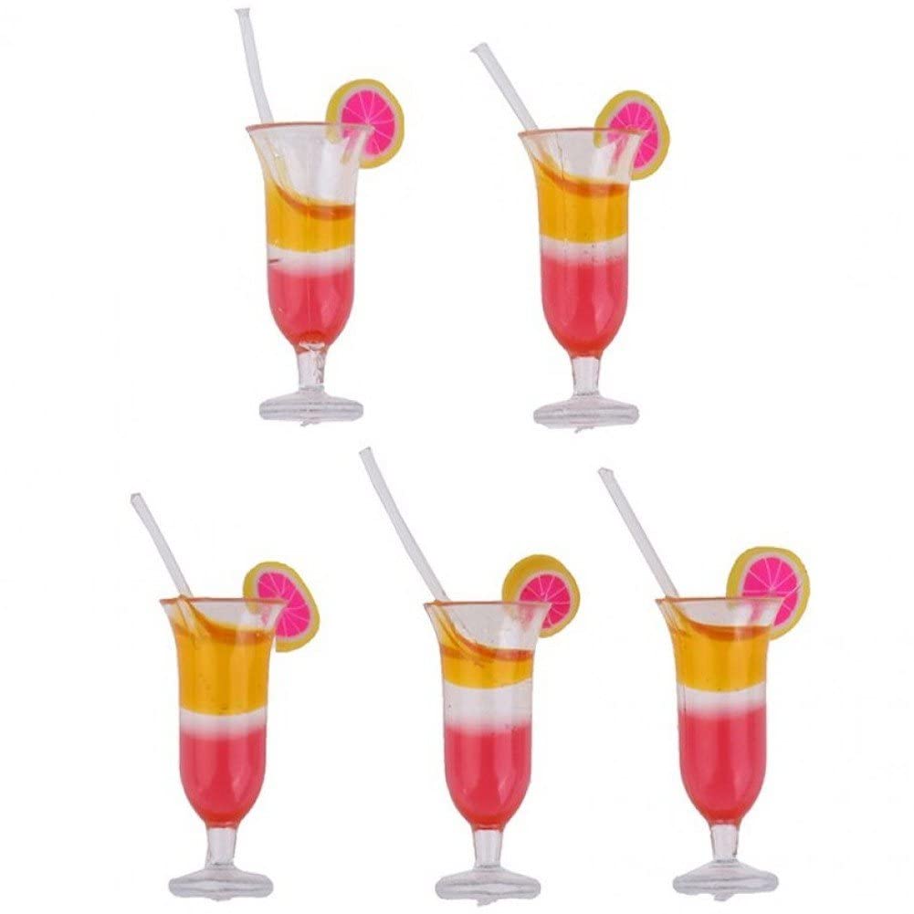 Stakee As Showna 5Pcs Dollhouse Miniature Drink Dollhouse Cups Dollhouse Mixed Resin Foods Simulation Kitchen Toys For