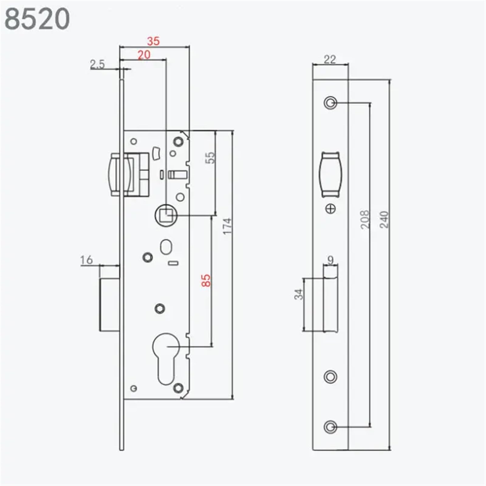 Stainless Steel Windproof Touch Bead Lock Windshield Door Lock Body No Need to Turn The Handle 1Pcs(8520)
