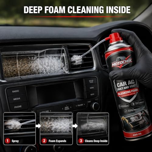 Image of Car AC Cleaner Foam Spray 600ML with Pipe | AC Vent & Duct Cleaner | Removes Odor, Dust & Bacteria | Improves Cooling | Suitable for All Cars