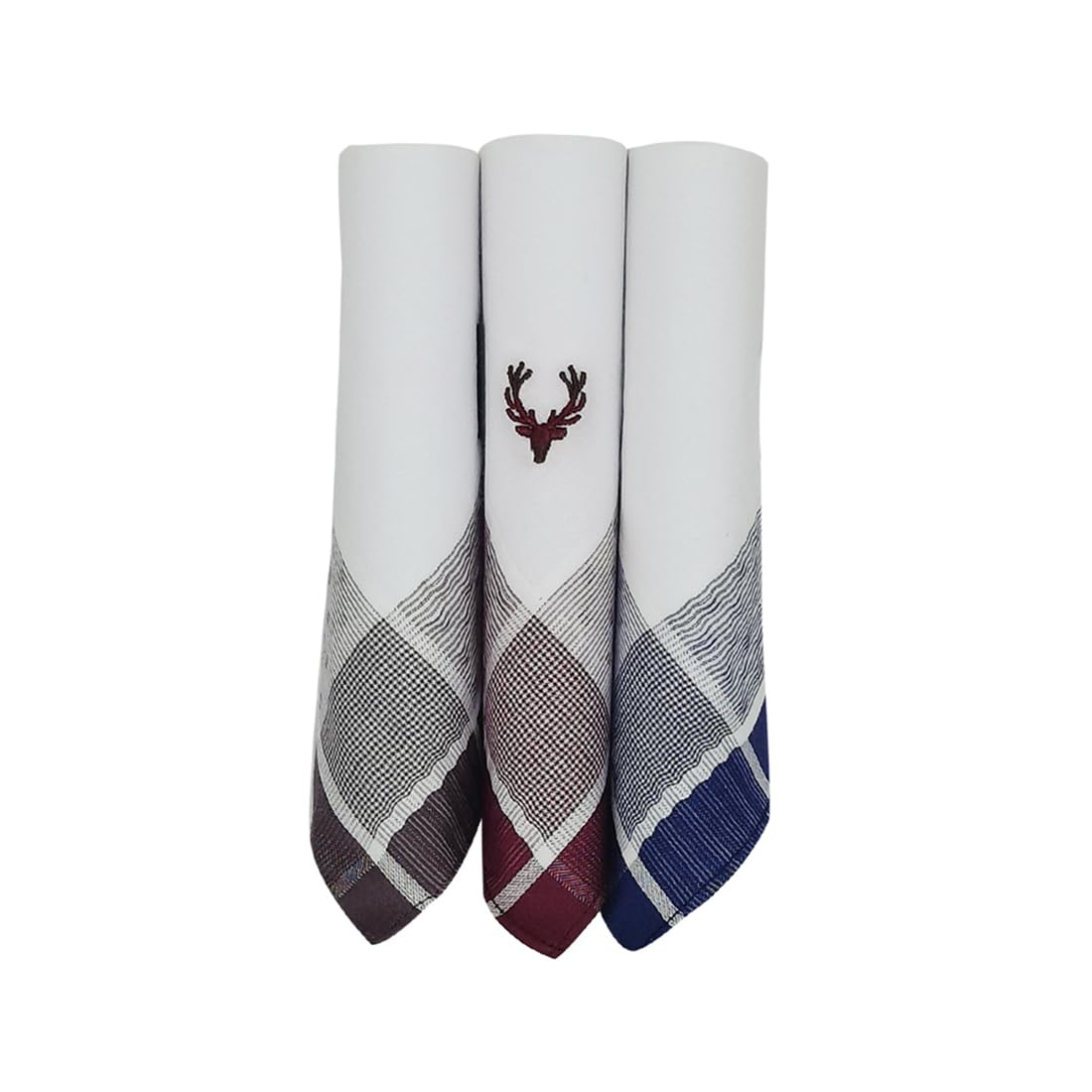 allen solly Men's Cotton Color Border Handkerchief (Pack of 3) - Brown, Maroon, Blue-picture-11