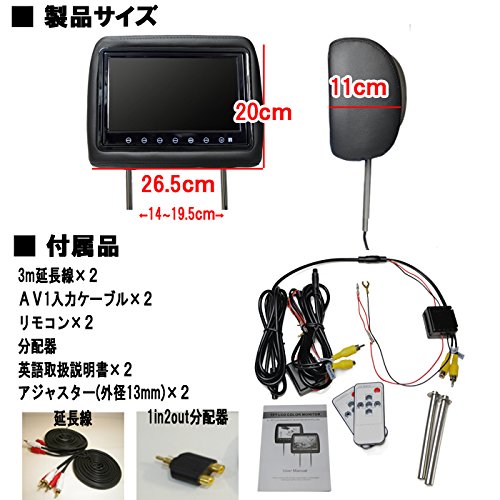 Amazon.co.jp: JONJON 9インチヘッドレストモニター LED液晶WVGA (黒