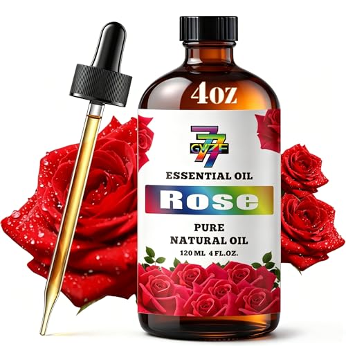 Rose Essential Oil, Rose Oils, 4 fl oz, for Diffuser, DIY Candles, Soap, Humidifier, Bath, Gift, Rose Fragrance Oil, GV77ZF Essential Oils