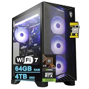 MSI Aegis ZS2 Gaming Desktop AMD 12-core Zen 5 Ryzen 9 9900X 64GB RAM 4TB SSD GeForce RTX 5080 DLSS 4 360mm Liquid Cooler 850W 80+ Gold PSU Support HDD Win11 w/ICP Hub