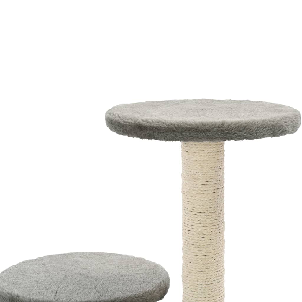 Árbol para gatos con columnas rascadoras de sisal, gris, árbol trepador con cueva y plataformas, muebles rascadores para gatos y gatitos, 60 cm de alto, torre de juego interior para el
