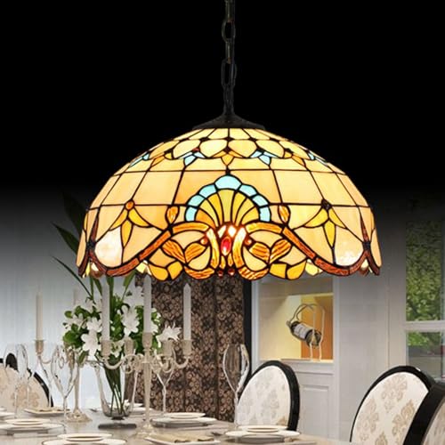 Lustre rétro classique baroque jaune 16 pouces à large diffusion pour grand balcon