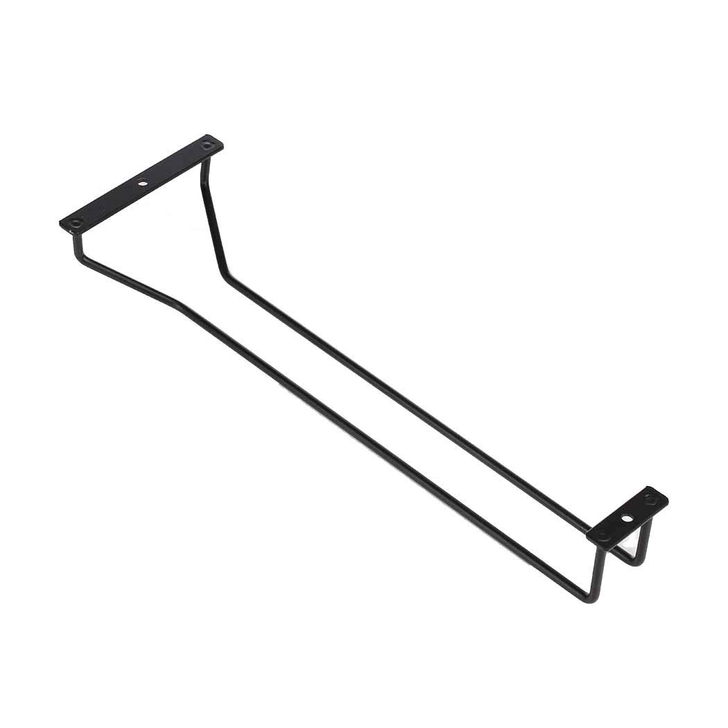 Supporto per bicchiere da vino sotto l'armadio nero, supporto per bicchiere da vino sotto la mensola, supporto per bicchieri da piedistallo, appendiabiti per bicchieri da bar, cucina, 35 cm