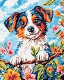 AMBATTERY Kits de Punto de Cruz 11CT Estampado, Perro animal Patrones Fáciles de Bordado Para Niñas Manualidades Suministros de Punto de Cruz Costura