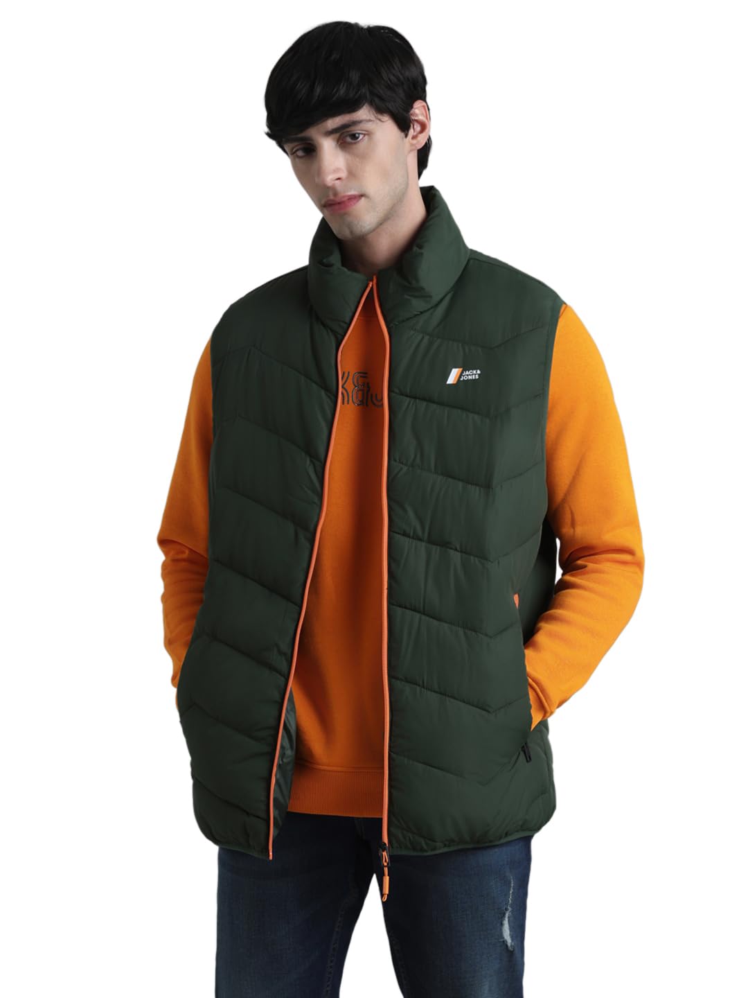 JACK & JONES Men's Polyester Standard Length A-Line Coat