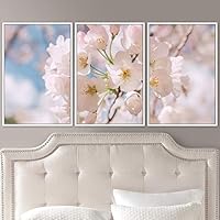 3 Piece Framed Canvas Wall Art Pink Blossom Canvas Prints Home Artwork Decoration for Living Room,Bedroom - 16