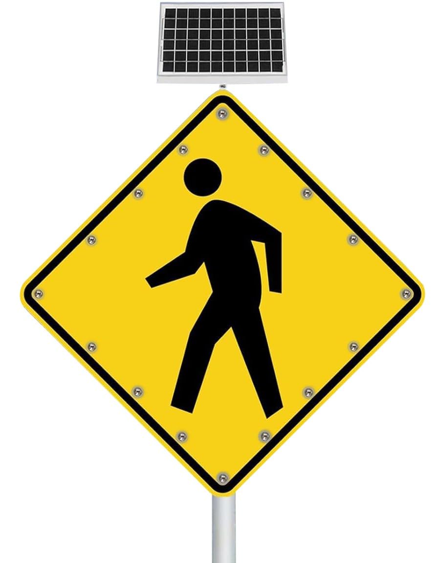 Amazon.co.jp: ソーラー点滅LED横断歩道標識、アルミ道路交通道路警告