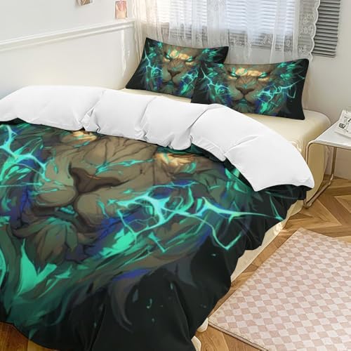 Funda nórdica de león 3D 135x200 cm para cama juvenil e infantil de animales 3
