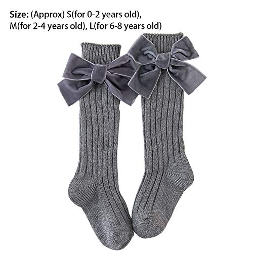 1Pair Girls Knee High Socks Cotton Rich Long Length Uniform Socks with Bow Kids Back to School Uniform Socks3