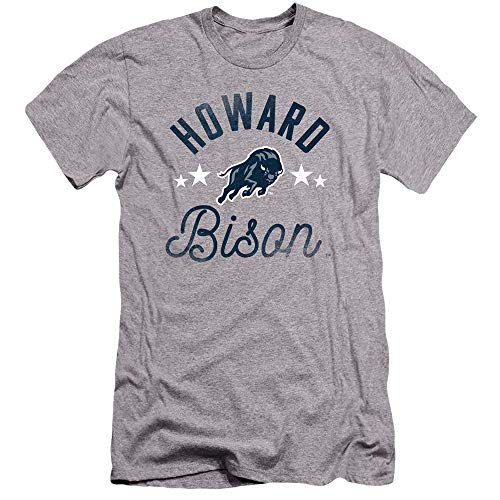 Howard University Official Bison Unisex Adult Canvas Brand T Shirt,Athletic Heather, Medium