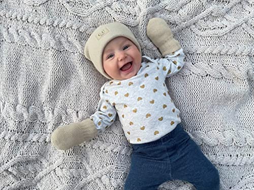 Image of Funky Junque Adorable Newborn Baby Smiley Face Beanie - Soft Knit Winter Hat with Premium Suede Patch