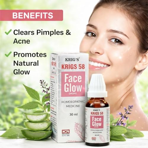 Image of KRIG'S 58 Face Glow Drops Homeopathic Medicine 30ml - Pack of 1 Bottle