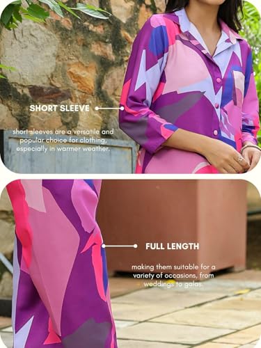 Image of Leriya Fashion Co-ord Set for Women Stylish Rayon | Kurta Sets for Woman | Kurtis | Short Kurti for Women | Dress For Woman | 3 /4 Sleeve Printed Ethnic Co Ord Set
