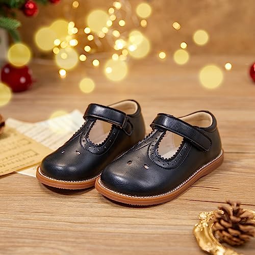 Image of GINFIVE Toddler Girls Dress Shoes Little Kids Flats School Mary Janes Shoes