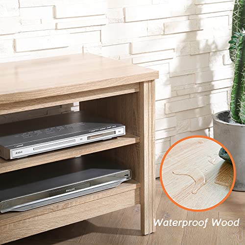WAMPAT White Oak TV Stand for Up to 80-Inch TVs with 6 Cubby Storage, Ideal for Living Room and Bedroom