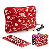 TEMPO DI SALDI Borsa Acqua Calda Elettrica 27x20 cm con rivestimento Peluche Ricaricabile in 10 Minuti, Scaldamani Elettrico con Tasche, Scaldino Pancia, Boule Acqua Calda Elettrica