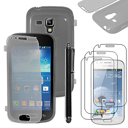 ebestStar - Coque Compatible avec Samsung Galaxy Trend S7560, S Duos S7562 Etui Housse Silicone Gel Portefeuille + Stylet + 3 Films d'écran, Noir [Appareil: 121.5 x...