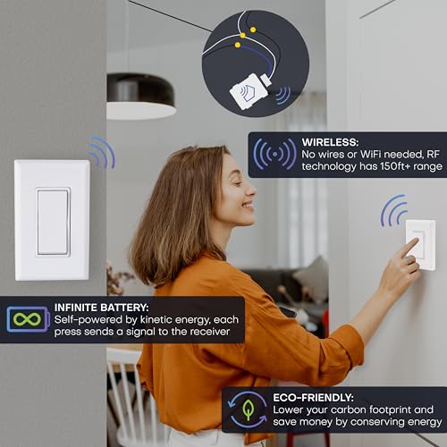 Image of RunLessWire 3-Way Battery-Free Wireless Light Switch Kit - Ivory